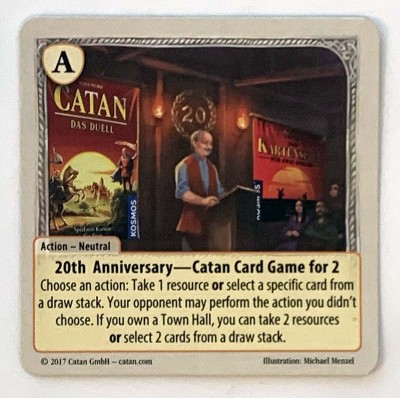 20th Anniversary - Catan Card Game for 2 Promo Card 20th Anniversary - Catan Card Game for 2 Promo Card